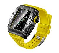 GANYUU Carcasa de metal de lujo para reloj, correa de silicona deportiva de película templada, para Apple Watch 9, 8, 7, 6, SE, 5, 4, 4, 44 mm, 45 mm, kit de modificación de repuesto, 45MM, Ágata