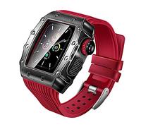 GANYUU Carcasa de metal de lujo para reloj, correa de silicona deportiva de película templada, para Apple Watch 9, 8, 7, 6, SE, 5, 4, 4, 44 mm, 45 mm, kit de modificación de repuesto, 40MM, Ágata
