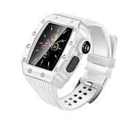 GANYUU Carcasa de metal de lujo para reloj, correa de silicona deportiva de película templada, para Apple Watch 9, 8, 7, 6, SE, 5, 4, 4, 44 mm, 45 mm, kit de modificación de repuesto, 40MM, Ágata