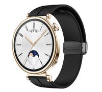 GANYUU Correa con hebilla magnética de 18mm para huawei watch gt 4, repuesto de pulsera de 41mm, correa deportiva de silicona, pulsera gt4(Black,18mm watch strap)