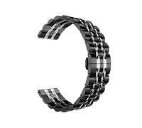 GANYUU Correa de acero inoxidable con siete cuentas sólidas de 22mm 20mm para Huawei Watch4/4Pro GT2/3Pro de 46mm para Samsung Watch de 46mm pulseras de 45mm(Black Silver,20mm)