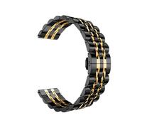 GANYUU Correa de acero inoxidable con siete cuentas sólidas de 22mm 20mm para Huawei Watch4/4Pro GT2/3Pro de 46mm para Samsung Watch de 46mm pulseras de 45mm(Black Gold,22mm)