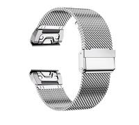 GANYUU Correa de acero inoxidable de malla 1.0 para reloj inteligente Garmin Correa de repuesto 20 mm 22 mm 26 mm Pulsera de metal Accesorios para cinturón Correas de reloj(Silver,22mm)