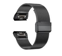 GANYUU Correa de acero inoxidable de malla 1.0 para reloj inteligente Garmin Correa de repuesto 20 mm 22 mm 26 mm Pulsera de metal Accesorios para cinturón Correas de reloj(Black,26mm)