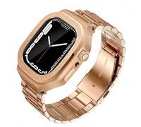 GANYUU Correa de acero inoxidable de una sola pieza con funda, compatible con Apple Watch Ultra 8 7 SE 6 5 4 4 44 mm 45 mm, kit de modificación de bisel de metal para parachoques, For 45MM, Ágata