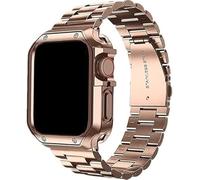 GANYUU Correa de acero inoxidable mejorada, para Apple Watch Ultra de 49 mm, 8, 7, 45 mm, 44 mm, correa de caja con hebilla de metal, para reloj 6, 5, 4, 3, SE, 41 mm, 40 mm, 38 mm, accesorios, 40mm,
