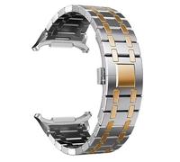 GANYUU Correa de acero inoxidable para Samsung Galaxy Watch 7 Ultra de 47 mm, sin huecos.(Silver Rose Gold)