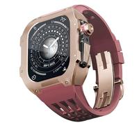 GANYUU Correa de goma de aleación de titanio, para Apple Watch 4, 5, 6, SE, Series Watch de repuesto, correa de reloj de silicona y funda de reloj, kit de modificación de reloj de 44 mm, 44MM, Ágata