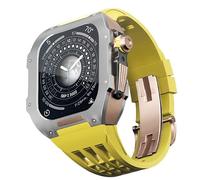 GANYUU Correa de goma de aleación de titanio, para Apple Watch 4, 5, 6, SE, Series Watch de repuesto, correa de reloj de silicona y funda de reloj, kit de modificación de reloj de 44 mm, 44MM, Ágata