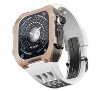 GANYUU Correa de goma de aleación de titanio, para Apple Watch 4, 5, 6, SE, Series Watch de repuesto, correa de reloj de silicona y funda de reloj, kit de modificación de reloj de 44 mm, 44MM, Ágata