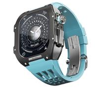 GANYUU Correa de goma de aleación de titanio, para Apple Watch 4, 5, 6, SE, Series Watch de repuesto, correa de reloj de silicona y funda de reloj, kit de modificación de reloj de 44 mm, 44MM, Ágata