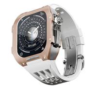 GANYUU Correa de goma de aleación de titanio, para Apple Watch 4, 5, 6, SE, Series Watch de repuesto, correa de reloj de silicona y funda de reloj, kit de modificación de reloj de 44 mm, 44MM, Ágata