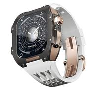 GANYUU Correa de goma de aleación de titanio, para Apple Watch 4, 5, 6, SE, Series Watch de repuesto, correa de reloj de silicona y funda de reloj, kit de modificación de reloj de 44 mm, 44MM, Ágata