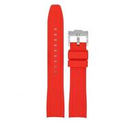 GANYUU Correa de goma de extremo curvado para hombre y mujer, correa de silicona Universal de 18/19/20/21/22mm, deportiva suave, resistente al agua, reemplaza la pulsera(Red,22mm)