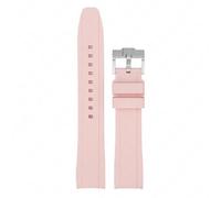 GANYUU Correa de goma de extremo curvado para hombre y mujer, correa de silicona Universal de 18/19/20/21/22mm, deportiva suave, resistente al agua, reemplaza la pulsera(Pink,22mm)