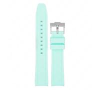 GANYUU Correa de goma de extremo curvado para hombre y mujer, correa de silicona Universal de 18/19/20/21/22mm, deportiva suave, resistente al agua, reemplaza la pulsera(Light blue,19mm)