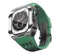 GANYUU Correa de goma de flúor, funda de fibra de carbono, para Apple Watch 8/7/6/SE/5/4, repuesto de correa de reloj de 45/44 mm, kit de modificación de correa de repuesto, 44mm, Ágata