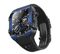 GANYUU Correa de goma de flúor, funda de fibra de carbono, para Apple Watch 8/7/6/SE/5/4, repuesto de correa de reloj de 45/44 mm, kit de modificación de correa de repuesto, 45mm, Ágata
