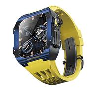 GANYUU Correa de goma de flúor, funda de fibra de carbono, para Apple Watch 8/7/6/SE/5/4, repuesto de correa de reloj de 45/44 mm, kit de modificación de correa de repuesto, 45mm, Ágata