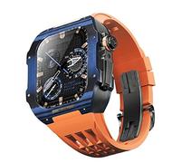 GANYUU Correa de goma de flúor, funda de fibra de carbono, para Apple Watch 8/7/6/SE/5/4, repuesto de correa de reloj de 45/44 mm, kit de modificación de correa de repuesto, 44mm, Ágata