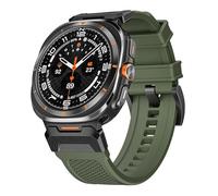 GANYUU Correa de goma para Samsung Galaxy Watch Ultra, banda deportiva de 47mm, conector de acero inoxidable para Galaxy Watch 7 Ultra, pulsera sin huecos(Green black)