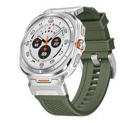 GANYUU Correa de goma para Samsung Galaxy Watch Ultra, banda deportiva de 47mm, conector de acero inoxidable para Galaxy Watch 7 Ultra, pulsera sin huecos(Green silver)