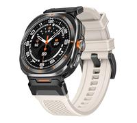 GANYUU Correa de goma para Samsung Galaxy Watch Ultra, banda deportiva de 47mm, conector de acero inoxidable para Galaxy Watch 7 Ultra, pulsera sin huecos(Starlight black)