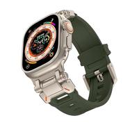 GANYUU Correa de goma suave para Apple Watch Ultra 2 1 Band 49mm 45mm 44mm 42mm S10 46mm Pulsera de goma de lujo para IWatch Series 9 8 7 6 SE 5 Accesorios Correas de reloj(Dark green,42/44/45/49mm)