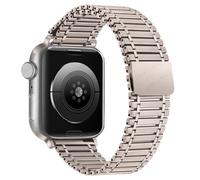 GANYUU Correa de metal para Apple Watch Ultra Band 49mm Series 10/9/8/7 41mm 45mm Pulsera de acero Iwatch 6 SE 5 4 3 38mm 40mm 42mm 44mm S10 46mm 42mm Correas de reloj(Starlight,38 40 41mm)
