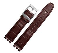 GANYUU Correa de muñeca de piel de becerro auténtica de 17 mm y 19 mm para correa de reloj Swatch para hombres y mujeres, con patrón de cocodrilo, accesorios de correa de reloj, 19mm, Ágata