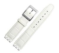 GANYUU Correa de muñeca de piel de becerro auténtica de 17 mm y 19 mm para correa de reloj Swatch para hombres y mujeres, con patrón de cocodrilo, accesorios de correa de reloj, 17mm, Ágata