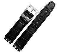 GANYUU Correa de muñeca de piel de becerro auténtica de 17 mm y 19 mm para correa de reloj Swatch para hombres y mujeres, con patrón de cocodrilo, accesorios de correa de reloj, 19mm, Ágata