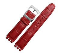 GANYUU Correa de muñeca de piel de becerro auténtica de 17 mm y 19 mm para correa de reloj Swatch para hombres y mujeres, con patrón de cocodrilo, accesorios de correa de reloj, 19mm, Ágata