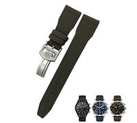 GANYUU Correa de nailon de piel de becerro de 22 mm, 21 mm, 20 mm, apta para IWC Big Pilot IW377714 Mark18 SPITFIRE, correa de nailon de piel auténtica, 21mm, Ágata