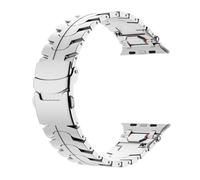GANYUU Correa de reloj de acero inoxidable, banda de Metal Explore Iron-Man para Apple Watch Band S10 46mm S10 42mm Ultra 49mm 45mm 44mm(Silver Safety buckle,45mm)