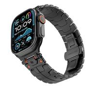 GANYUU Correa de reloj de acero inoxidable, banda de Metal Explore Iron-Man para Apple Watch Band S10 46mm S10 42mm Ultra 49mm 45mm 44mm(Black,42/44mm)