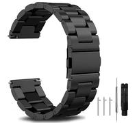 GANYUU Correa de reloj de acero inoxidable de liberación rápida, correa de reloj de Metal cepillado mate de 18mm, 20mm y 22mm, correa de repuesto para reloj inteligente para hombres y mujeres(Black,18