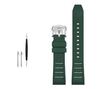GANYUU Correa de reloj de caucho flúor FKM, correa de reloj deportiva de 20mm, 21mm, 22mm y 24mm(Green silver buckle,20mm)