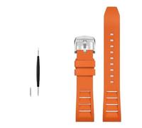 GANYUU Correa de reloj de caucho flúor FKM, correa de reloj deportiva de 20mm, 21mm, 22mm y 24mm(Orange silver buckle,20mm)