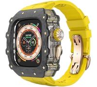 GANYUU Correa de reloj de fibra de carbono para Apple Watch Ultra 2 49 45 44 mm 9/8/7/6/5/4/SE, kit de modificación de reloj para hombre y mujer, 45MM, Ágata