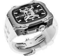 GANYUU Correa de reloj de goma con caja de diamante de lujo de 40 mm, 41 mm, para Apple Watch Series 8, 7, 6, SE, 5, 4, accesorios de repuesto, bisel de metal, kit de modificación de banda de goma de