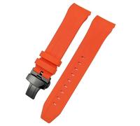 GANYUU Correa de reloj de goma con extremo curvado, 21mm, 22mm, para Tissot T120 Seastar T120407A T120417A, pulsera de silicona negra y naranja(Orange black2,22mm)