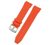 GANYUU Correa de reloj de goma con extremo curvado, 21mm, 22mm, para Tissot T120 Seastar T120407A T120417A, pulsera de silicona negra y naranja(Orange silver1,22mm)