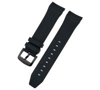 GANYUU Correa de reloj de goma con extremo curvado, 21mm, 22mm, para Tissot T120 Seastar T120407A T120417A, pulsera de silicona negra y naranja(Black black1,21mm)