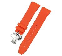 GANYUU Correa de reloj de goma con extremo curvado, 21mm, 22mm, para Tissot T120 Seastar T120407A T120417A, pulsera de silicona negra y naranja(Orange silver2,22mm)