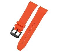 GANYUU Correa de reloj de goma con extremo curvado, 21mm, 22mm, para Tissot T120 Seastar T120407A T120417A, pulsera de silicona negra y naranja(Orange black1,21mm)