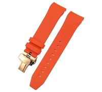 GANYUU Correa de reloj de goma con extremo curvado, 21mm, 22mm, para Tissot T120 Seastar T120407A T120417A, pulsera de silicona negra y naranja(Orange rose2,22mm)