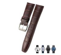 GANYUU Correa de reloj de piel de becerro auténtica, 20mm, 21mm, 22mm, adecuada para IWC Pilot, correa de reloj de grano de cocodrilo portugués, negro, marrón y azul(Brown square pin,20mm)