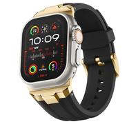 GANYUU Correa de reloj deportiva para Apple Watch Ultra 2 de 49/45/44/42 mm, conector de acero inoxidable 316L ancho y resistente, correa de silicona duradera para iWatch Ultra 9 8 7 6 5 4 3 SE(Gold B