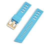 GANYUU Correa de reloj Fluororubber FKM de 20mm y 22mm, correas de reloj impermeables de liberación rápida para cada marca de relojes de buceo(Sky Blue gold,22mm)